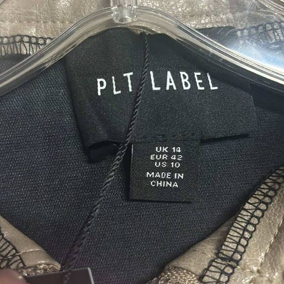 PLT The Label Black Contrast Panel Detail Dipped Front Faux Leather Jacket 10 - Picture 5 of 7